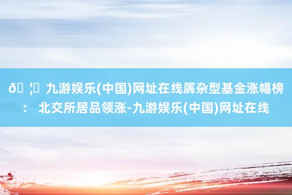 🦄九游娱乐(中国)网址在线　　羼杂型基金涨幅榜： 北交所居品领涨-九游娱乐(中国)网址在线