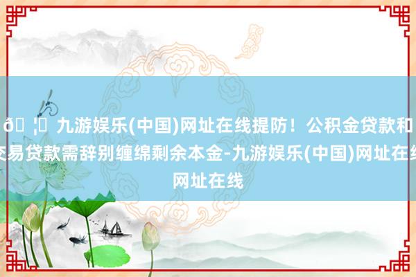 🦄九游娱乐(中国)网址在线提防！公积金贷款和交易贷款需辞别缠绵剩余本金-九游娱乐(中国)网址在线